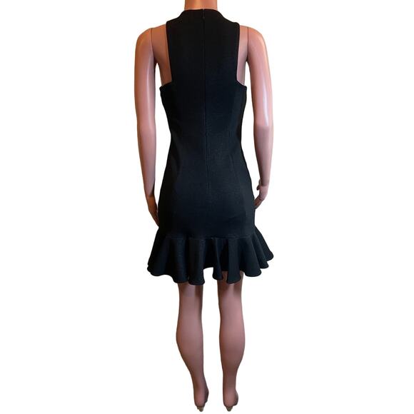 Halston Heritage Dress Womens S Black Ruffle Hem Mini Cocktail Party Minimalist - Picture 6 of 12